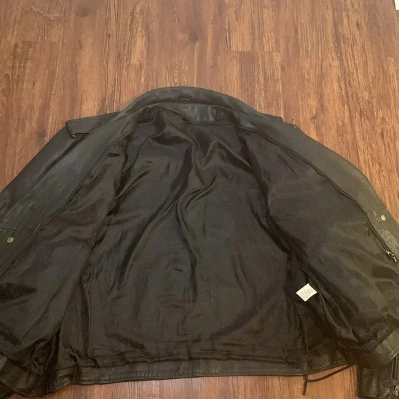 Men’s Leather Motorcycle Jacket Heavyweight Black Size 54 - Picture 9 of 11